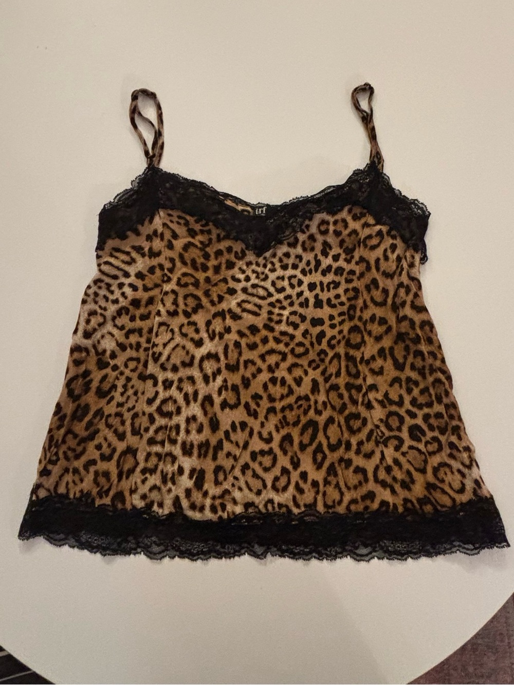 Zara Leopard Print Lace Trim Cami - Brown & Black
